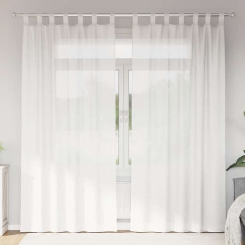 Voile gardiner med stångfickor 2 st vit