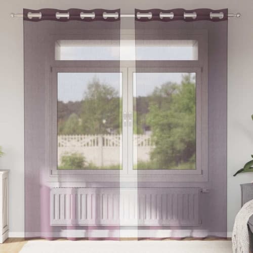 Voile gardiner med genomföringar 2 st lila 140x225 cm
