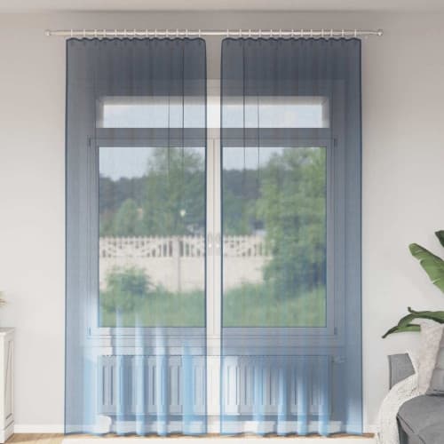 Voile gardiner med öglor 2 st kungsblå 140x260 cm