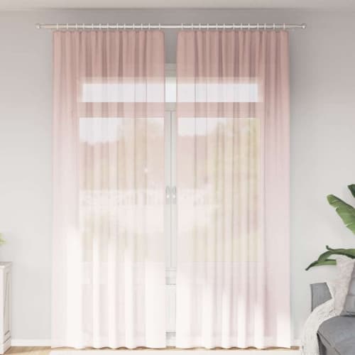 Voile gardiner med öglor 2 st ljusrosa 140x260 cm
