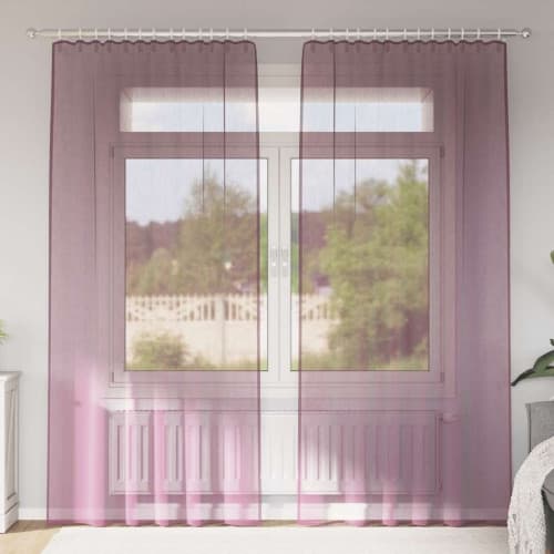 Voile gardiner med öglor 2 st lila 140x245 cm