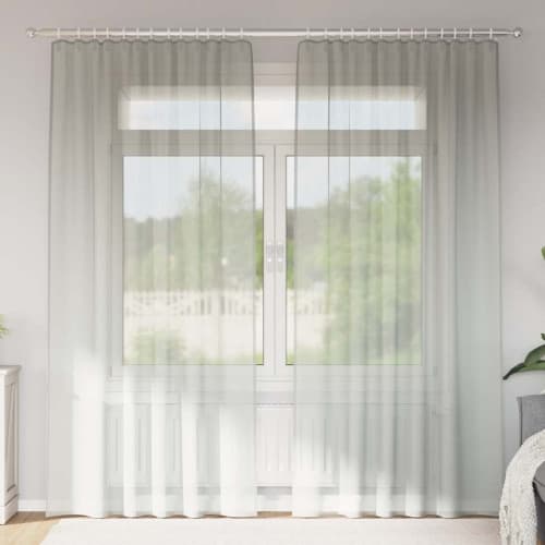 Voile gardiner med öglor 2 st ljusgrå 140x225 cm
