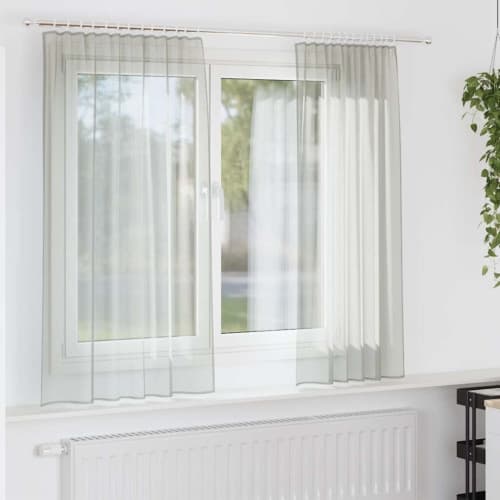Voile gardiner med öglor 2 st ljusgrå 140x175 cm
