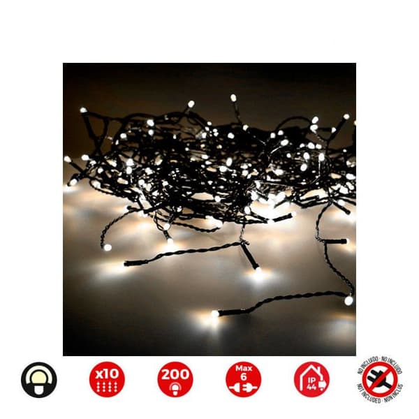 Ljusgardin - Easy-Connect - 2x2m - 200 LED kall vit - Inomhus/Utebruk