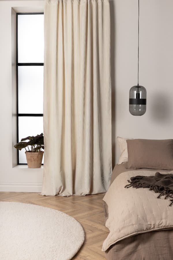 Rumsförmörkande Sammetsgardin 2-pack Kristallglans Beige