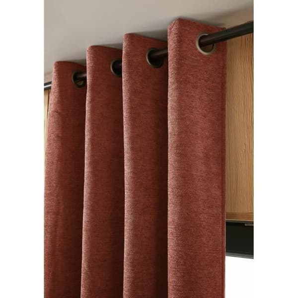 Ljud- och termiskt blockerande gardin med fleecefoder "Bjorn" 100% opak - Bjorn Terracotta - 1 Blockerande Panel + Fleece 140 x 2