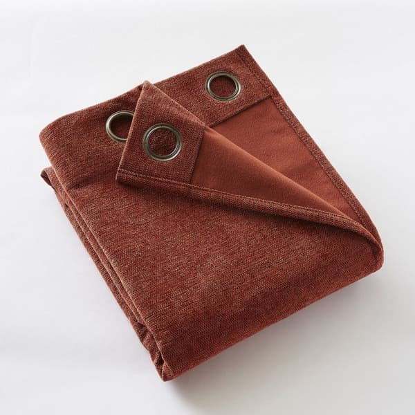 Ljud- och termiskt blockerande gardin med fleecefoder "Bjorn" 100% opak - Bjorn Terracotta - 1 Blockerande Panel + Fleece 140 x 2