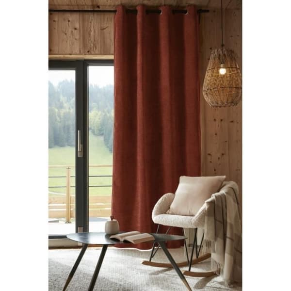 Ljud- och termiskt blockerande gardin med fleecefoder "Bjorn" 100% opak - Bjorn Terracotta - 1 Blockerande Panel + Fleece 140 x 2