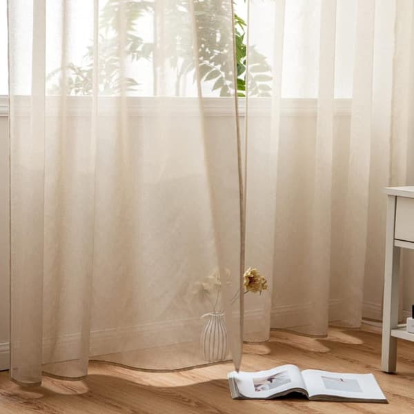 2-Pak Gennemsigtige Voile Gardiner med Øje, 140x225 cm, til Stue og Soveværelse