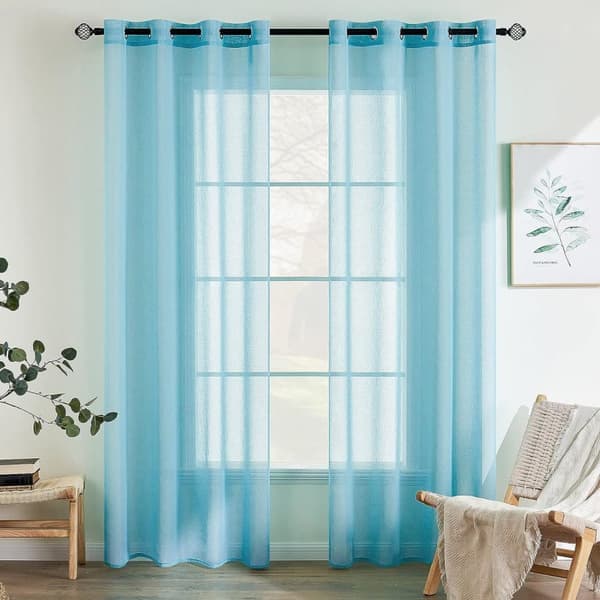 2-Pak Gennemsigtige Voile Gardiner med Øje, 140x225 cm, til Stue og Soveværelse