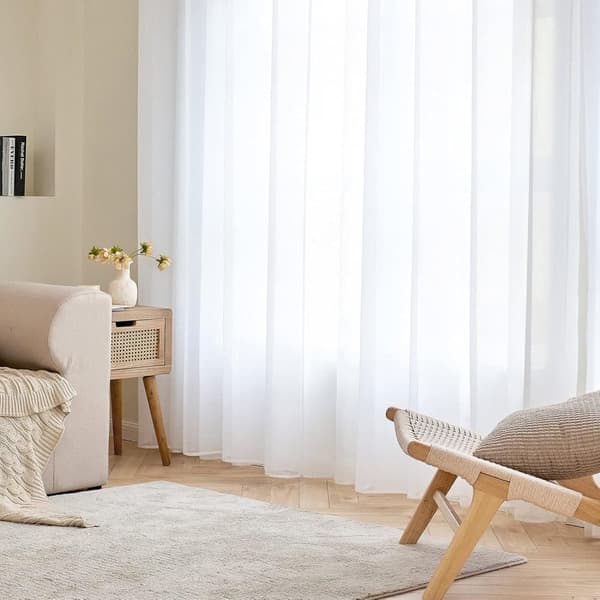 2-Pak Gennemsigtige Voile Gardiner med Øje, 140x225 cm, til Stue og Soveværelse