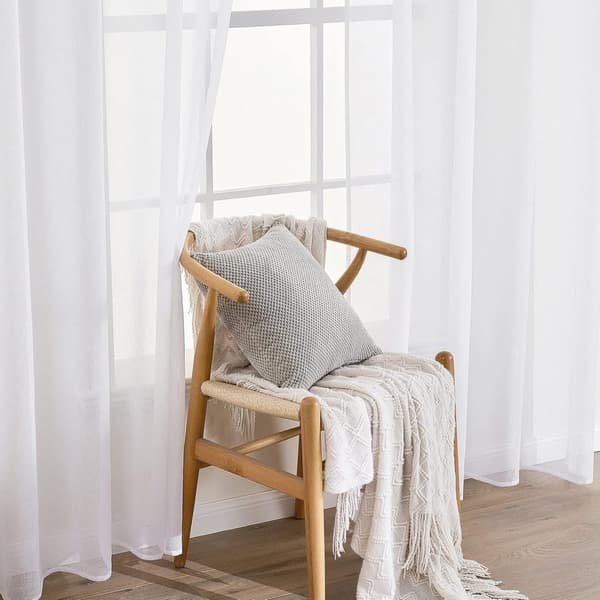2-Pak Gennemsigtige Voile Gardiner med Øje, 140x225 cm, til Stue og Soveværelse