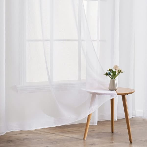 2-Pak Gennemsigtige Voile Gardiner med Øje, 140x225 cm, til Stue og Soveværelse