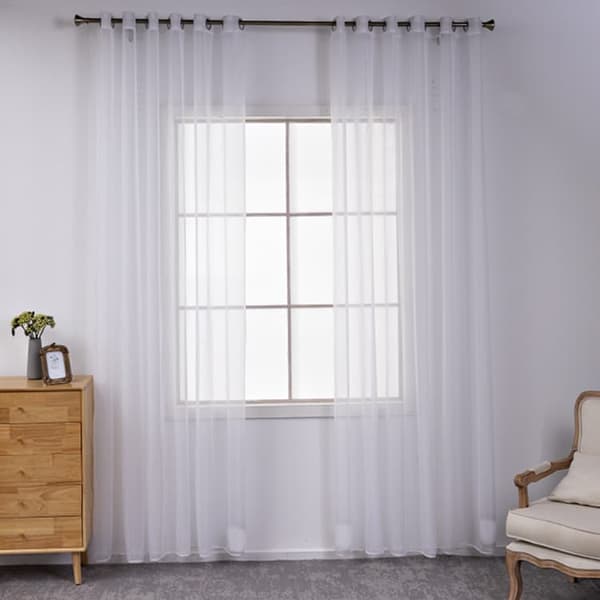 2-Pak Gennemsigtige Voile Gardiner med Øje, 140x225 cm, til Stue og Soveværelse