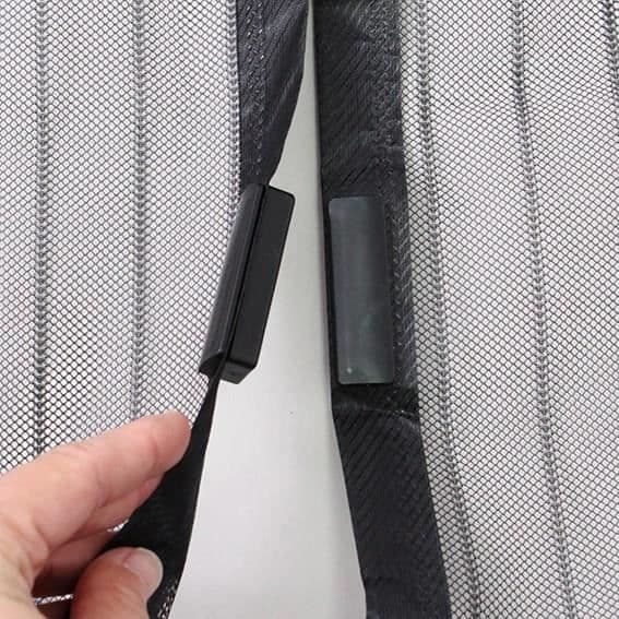 Myggnätsgardin för magnetdörr - H220 cm x L100 cm - Svart polyester
