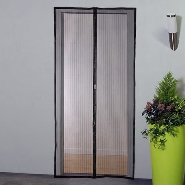 Myggnätsgardin för magnetdörr - H220 cm x L100 cm - Svart polyester
