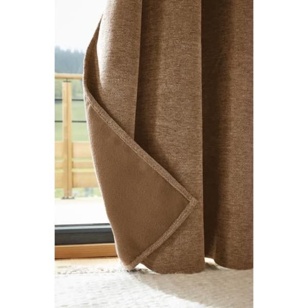 Ljud- och värmeisolerande mörkläggningsgardin med fleecefoder och rynkband "Bjorn" 100% opak - Bjorn Camel - 1 Mörkläggningspanel + Fleece