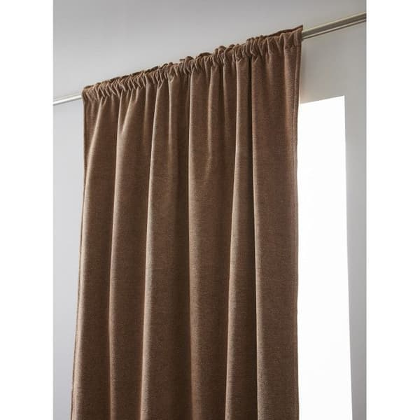 Ljud- och värmeisolerande mörkläggningsgardin med fleecefoder och rynkband "Bjorn" 100% opak - Bjorn Camel - 1 Mörkläggningspanel + Fleece