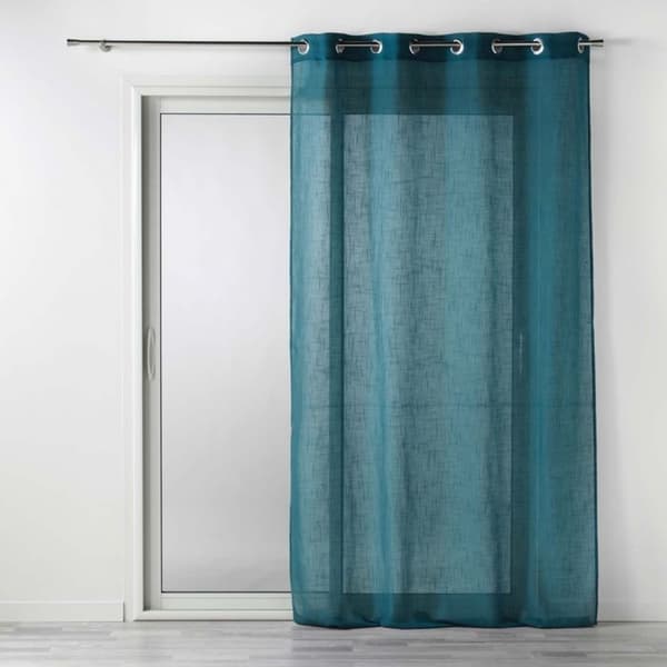 Voile med öljett 140 x 280 cm linneeffekt Zazy Blå
