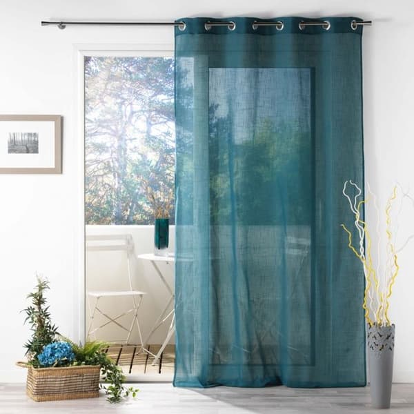 Voile med öljett 140 x 280 cm linneeffekt Zazy Blå