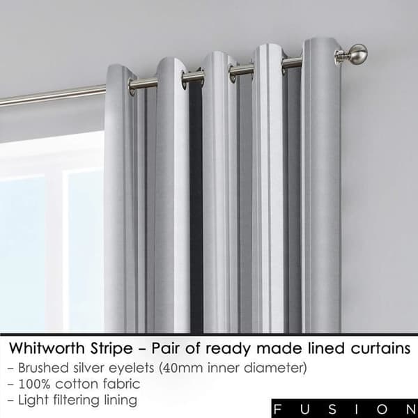Ett par gardiner - Fusion - Whitworth Stripe - 100% bomull - 229x229cm - Öljetar