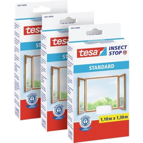tesa 55671 Fönstermyggnät (L x B) 1300 mm x 1100 mm Vit 3 st.