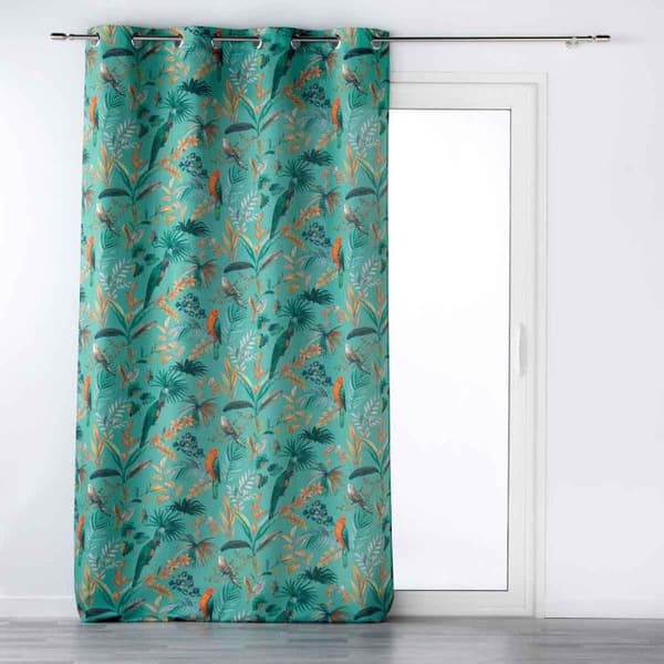 Gardin med tryckta öglor "Panis" 140x260cm Blå