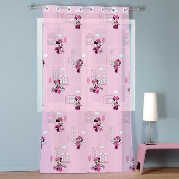 Eyelet skir gardin - MINNIE CUTE - 140x240 cm - Rosa - Syntet - Andra mönster