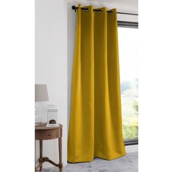 Vanlig mörkläggningsgardin - HOME MAISON - Senap - 135 x 180 cm - Öljetter - Klassisk - Tidlös