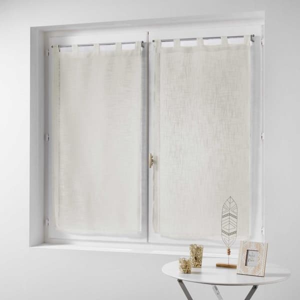 Raka par öglor 2 x 60 x 120 cm linneeffekt vävda haltona Natural