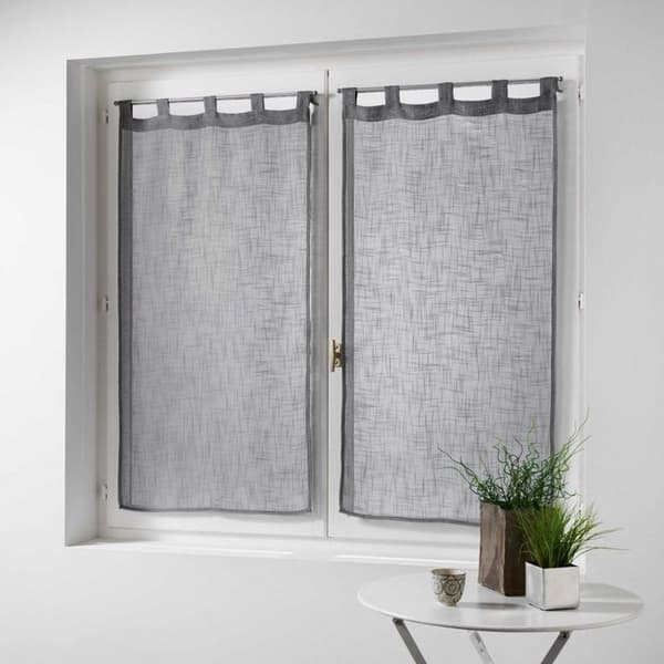 Raka par öglor 2 x 60 x 120 cm linneeffekt vävda haltona Grå