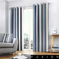Miniatyrbild 1 av 4: Fusion - Whitworth Stripe - 100 % bomull Par ögla gardiner - 168 cm Bredd X 229 cm Teardrop (168 x 228 cm) i blått