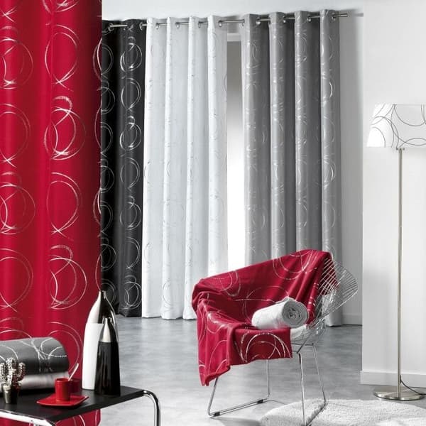 Gardin - Bully - 140 x H260 cm - Vit - 100% polyester - Runda öljettar i brons