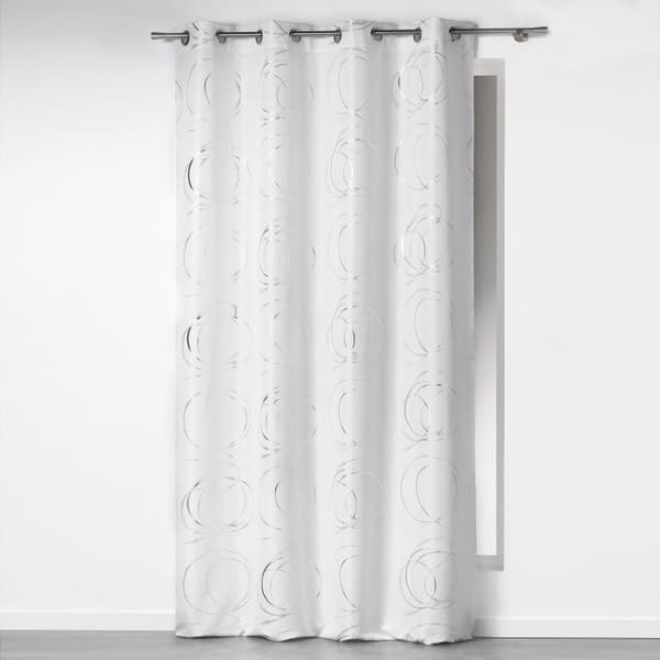 Gardin - Bully - 140 x H260 cm - Vit - 100% polyester - Runda öljettar i brons