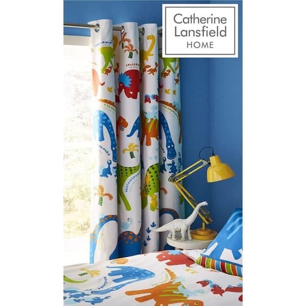 Catherine Lansfield Dino-Saw Blackout Grommet Gardiner 168 x 183 cm - BD/25864/W/E6672B/BRT
