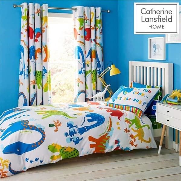Catherine Lansfield Dino-Saw Blackout Grommet Gardiner 168 x 183 cm - BD/25864/W/E6672B/BRT