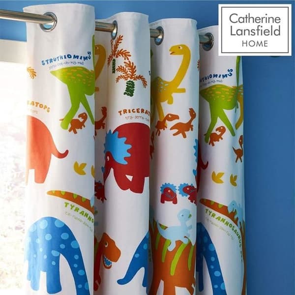 Catherine Lansfield Dino-Saw Blackout Grommet Gardiner 168 x 183 cm - BD/25864/W/E6672B/BRT