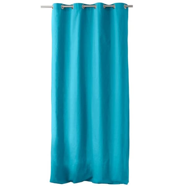 Färggardiner i 100% bomull 8 öglor Turkos 135x240 cm
