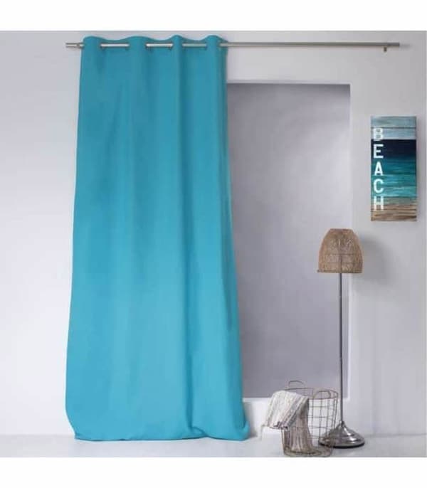 Ren bomullsgardin med 8 öljetter - Turkos - 135 x 240 cm - HOME MAISON - Tamisant - Vanlig