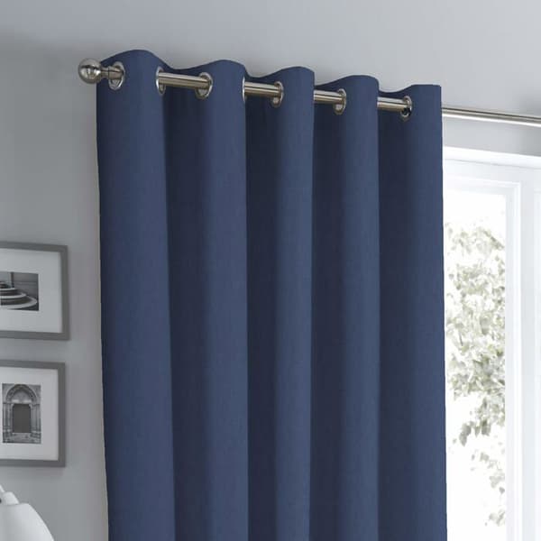 Fusion heminredning - SNENN90906LUU - Fusion Sorbonne-100 Par Eyelet Gardiner 100% Bomull Marinblå 229 x 229 cm