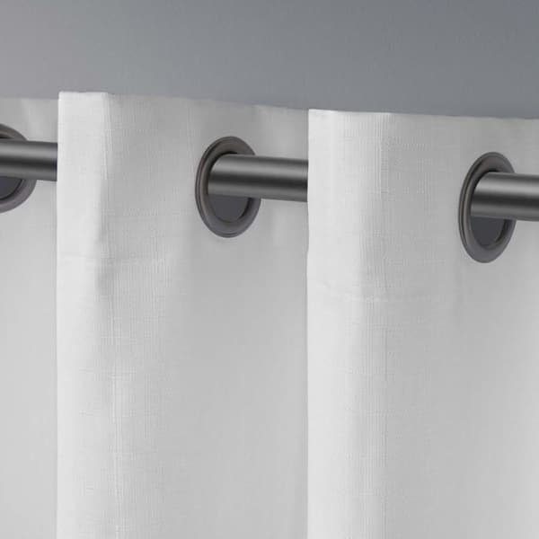 Exklusivt hem - EH7968-06 2-96G - Par linneöglegardiner, polyester, vintervit, 243,8 cm lång