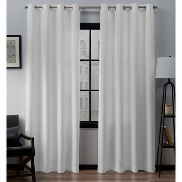 Exklusivt hem - EH7968-06 2-96G - Par linneöglegardiner, polyester, vintervit, 243,8 cm lång