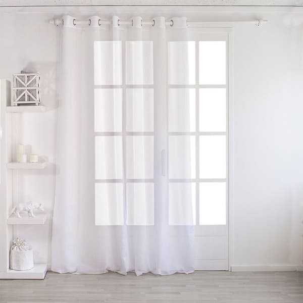 Enfärgad gardin med öglor stor bredd Vit 300x240 cm