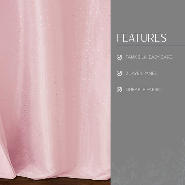Gardin - Dubbla Gardiner Elrene Aurora Window Curtain Collection, polyestertyg, rosa, 52" B x 84" L (1 panel)