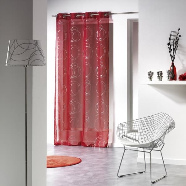 Voilage - Bully - Röd - 140 x 240 cm - 100% polyester - 8 runda öglor