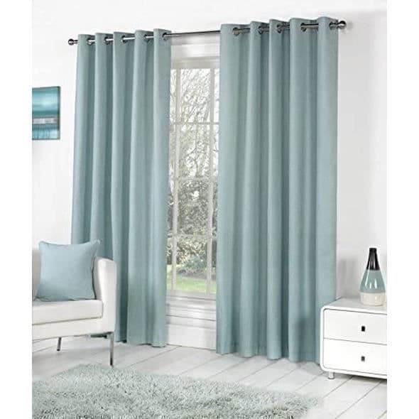 Duck Egg Blue 100% Bomull 90x72 229x183CM Helfodrade Ringgardiner Gardiner