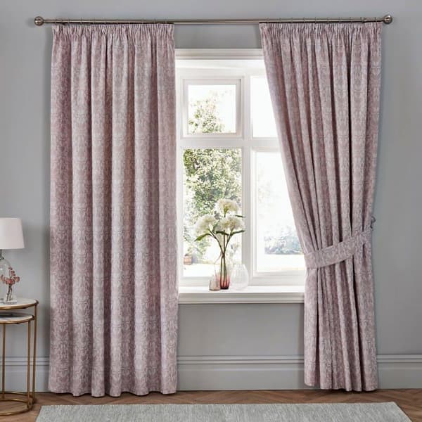 Drömmar - draperier - HWTLR66720LCD - Vävd Hawthorne Par Jacquard plisségardiner med knytband Lavendel 168 x 183 cm