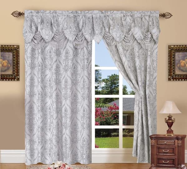 Elegant komfort - Penelopie Silver - Penelopie Jacquard Look Gardin Panel Set, Polyester, Silver, 54x84 tum