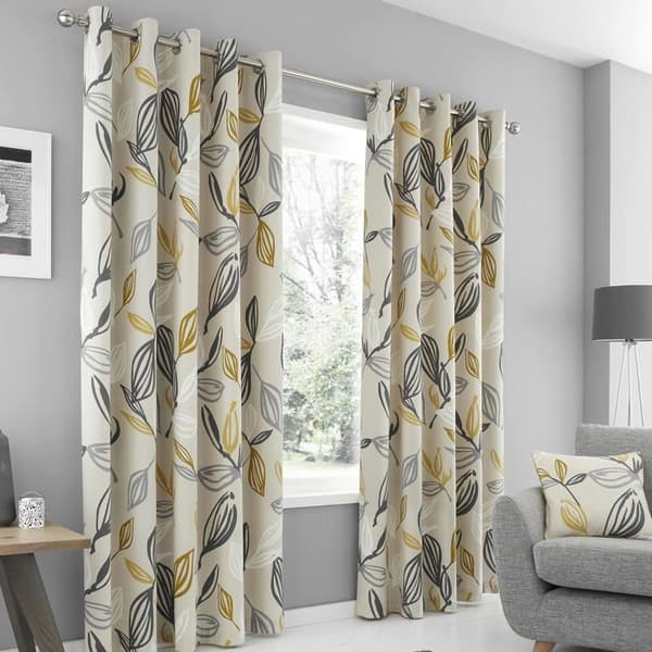 Fusion - ENSOC90726LZU - Ensley - Par öglagardiner 100 % bomull - 229 x 183 cm (B x H) - Okra