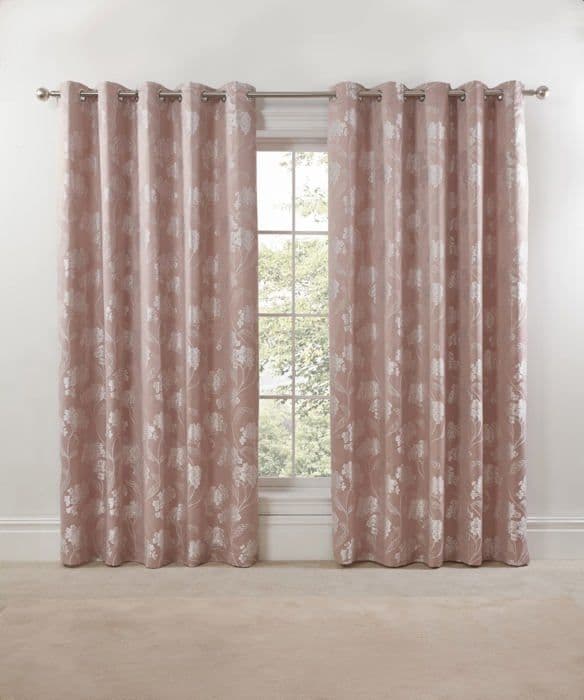 Gardin - dubbla gardiner Emma barclay - BLOS9090BLS - Blossom Double Jacquard gardiner med öljetter Blek rosa 228 x 228 cm